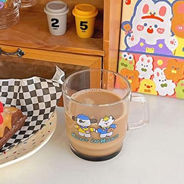 Imagem de Garrafa de água de vidro de 400 ml caneca de café fofa copo de leite portátil bolha chá cerveja suco copo com tampa copo de bebida presente