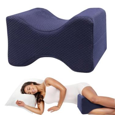 Imagem de Almofada de Espuma de Memória Ergonômico para Joelho - Travesseiro para Pernas de Dorminhocos de Lado, Alívio de Dor na Coluna, Ciática, Quadril e Pós-Cirúrgico - Ideal para Grávidas (Azul-marinho)