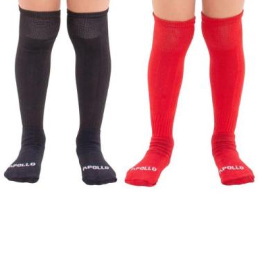 Imagem de Kit 2 Pares Meião Futebol Infantil e Juvenil Cores Sortidas - Apollo, 