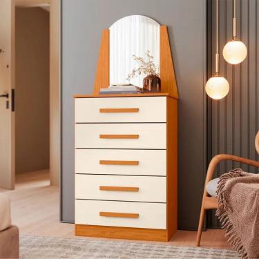 Imagem de Cômoda New Veneza 5 Gavetas com Espelho Albatroz