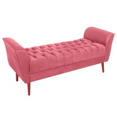 Imagem de Vit Decor Banco Calçadeira Estofado Bege Capitonê Luxo Clássico com Braços Curvos - 120cm - Banqueta Decorativa para Pé de Cama Solteiro, Hall de Entrada e Sala (Rose)