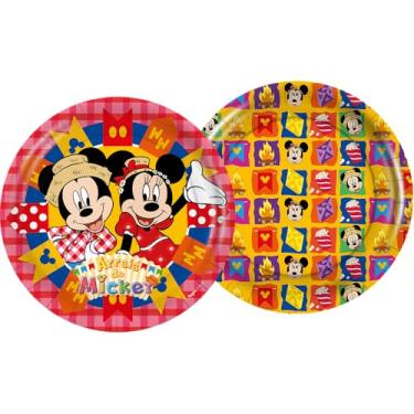 Imagem de PRATO PAPEL REDONDO 18 cm ARRAIA DO MICKEY 12 un.