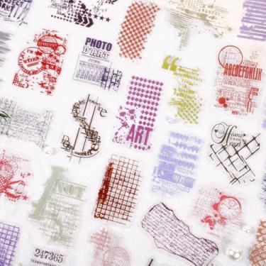 Imagem de Conjunto de 90 peças de adesivos vintage com palavras agradáveis, frases, doces, PET, transparentes, à prova d'água, conjunto de adesivos para lixo, diário, garrafas de água, telefone, laptop