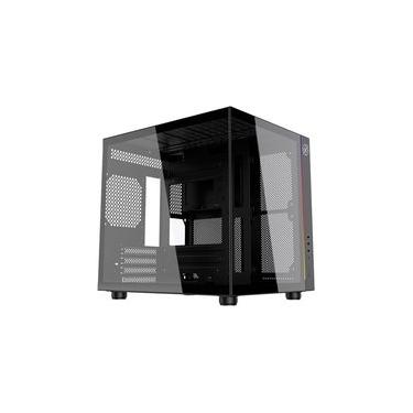 Imagem de Gabinete Gamer Kalkan Midgard, Mini Tower, RGB, Micro-ATX, Frontal e Lateral em Vidro, Sem FANs, Preto - KLK00055