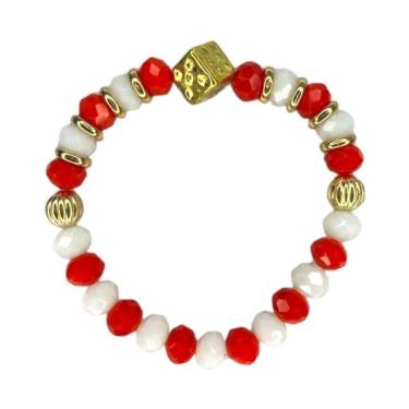 Imagem de Pulseira Ze Pelintra Dado Dourado Cristal E Silicone