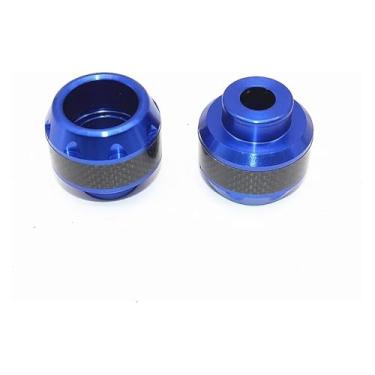 Imagem de BYYINGSUS 1 par protetor de colisão de motocicleta liga de alumínio roda dianteira garfo moldura proteção contra queda almofadas deslizantes acessórios de segurança para moto (azul)