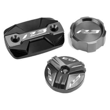 Imagem de Tampa do reservatório de fluido de freio dianteiro traseiro da motocicleta tampa do cilindro protetor de óleo R3 compatível com YZF-R3 YZFR3 2015-2021 2023 (cinza B)