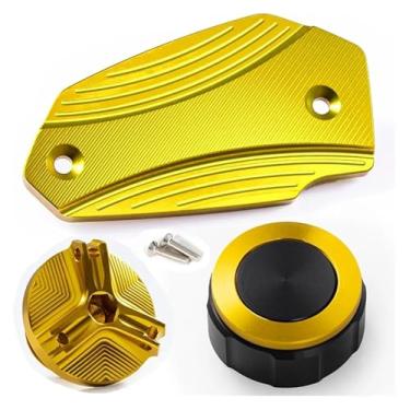 Imagem de Tampa de fluido de freio dianteiro traseiro e acessórios de proteção de tampa de combustível compatíveis com Z 900 Z 800 Z 650 Z650 Z900 Z800 2013-2024 (conjunto dourado)