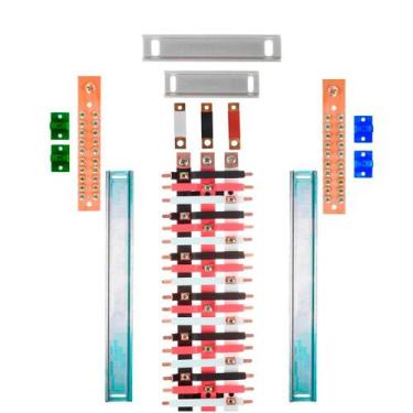 Imagem de Kit Barramento Trifásico Isolado 225A para 36 Circuitos com Placa de P