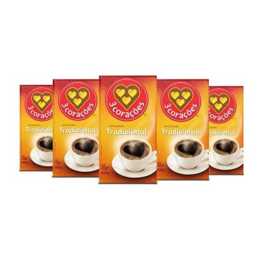 Imagem de Café 3 Corações Tradicional A Vácuo Kit 5 Pacotes De 500G