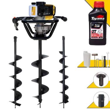 Imagem de Perfurador de Solo À Gasolina Lynus PSL517 52cc 1,8HP de Alta Rotação e Performance + Brocas 80x10cm, 80x15cm e 80x20cm + ÓLEO TOYAMA 2T