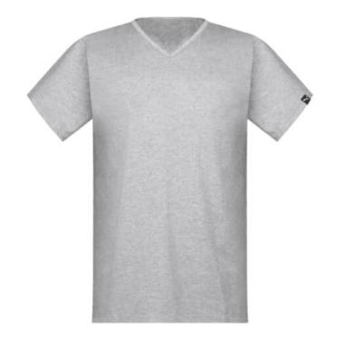 Imagem de Camiseta Puma Cotton Manga Curta Gola V, Cinza mescla, EG