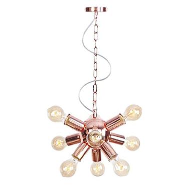 Imagem de Lustre, Luz de teto, Abajur retrô de 15 luzes, Base E27, Luminária pendente de ferro e metal para ambientes internos, Lustre com fiação, 6 luzes (9)