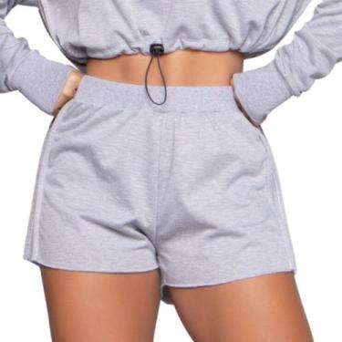 Imagem de Short Gringa Moletinho WLS Modas Cós Alto Blogueira Moda Casual, G, Ci