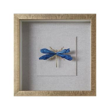 Imagem de Arte de parede de borboleta azul, decoração 3D com moldura, arte estética moderna, pinturas em tela para sala de estar, jantar, quarto, escritório, casa (30,5 cm x 30,5 cm)