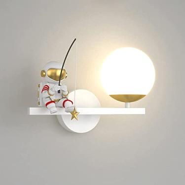 Imagem de Luminária de parede de lua e astronauta para quarto infantil, 5W, LED com dimerização, luminária de parede de lua 3D, preta, para meninos, quarto infantil, abajur de cabeceira