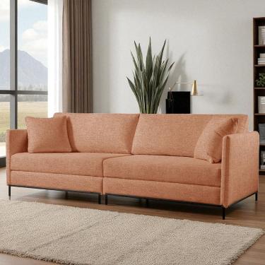 Imagem de Sofá Fixo Ravi 4 Lugares Luxo 2,50m Castellar Móbile Linho Terracota