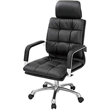 Imagem de Tarefa giratória com encosto alto para computador escritório com apoio de braço ajustável ergonômico executivo escritório macio acolchoado para jogos