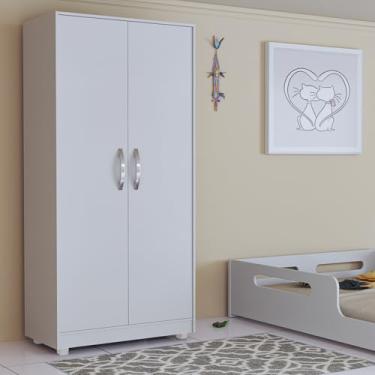 Imagem de Armário Multiuso 2 Portas Guarda-Roupa Compacto para Quarto em MDP (Branco)