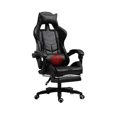 Imagem de Assento ergonômico de videogame de escritório com apoio para os pés, encosto alto, multifunções com apoio de cabeça e suporte lombar para escavação giratória de videogame