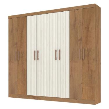 Imagem de Guarda Roupa Petropolis Casal 8 Portas 2 Gavetas Atualle Cor Canelato Rústico 3D Off White