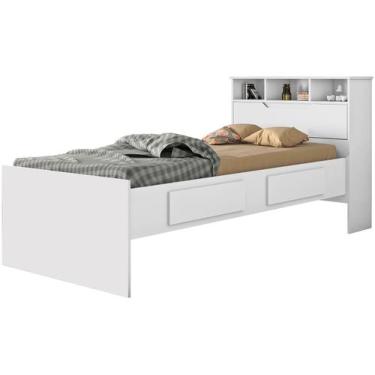 Imagem de Cama Solteiro Baú 2 Gavetas Conquista Móveis Ravena, Branco