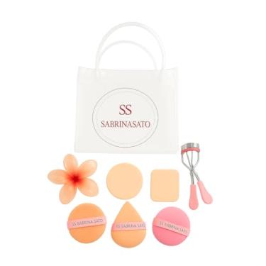 Imagem de Acessórios para Maquiagem, Esponjas, Almofadas, Presilha de Flor, Curvador de Cílios e Sacolinha - 8 itens - Sabrina Sato (Sacolinha com Esponjas)