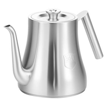 Imagem de Bule de chá de aço inoxidável de 2000 ml, chaleira de água de metal de grande capacidade com infusor removível ergonômico para fogões a gás de indução