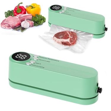 Imagem de Máquina seladora a vácuo para armazenamento de alimentos, mini seladora de alimentos recarregável 3 em 1 para armazenamento de alimentos secos/úmidos, 4 sacos de lanche, 1 bolsa de armazenamento