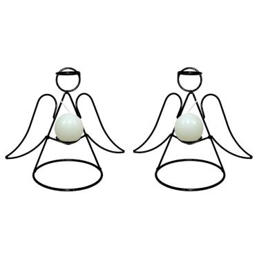 Imagem de Anjos 2 castiçais porta vela Decorativo Velitas vela branca