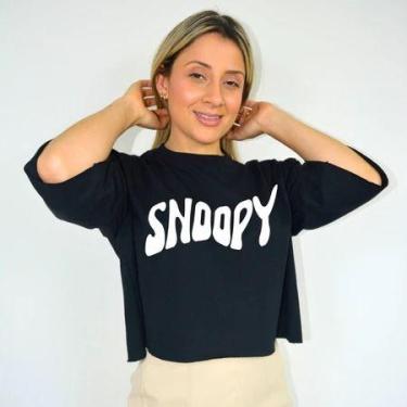 Imagem de Top Cropped Feminino Estampa Snoopy Diversas Cores Malha Algodão - loj