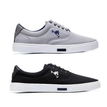 Imagem de Kit 2 Sapatênis Polo Joy Casual Masculino em Lona, 41, Preto, Cinza cl