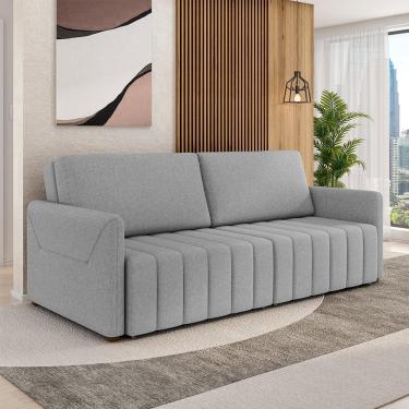 Imagem de Sofá-Cama Decorativo Retrátil Thanos 2 Lugares 220cm Linho Cinza G45 - Gran Belo