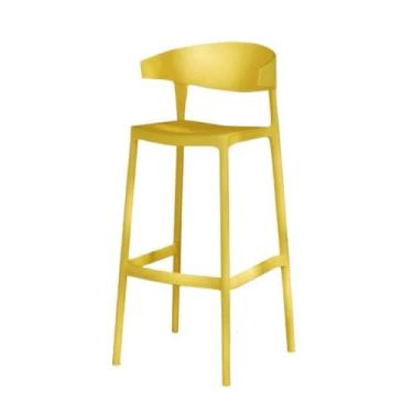 Imagem de Bancos de bar para uso doméstico, empilhável, café, restaurante, encosto alto, moderno, simples (amarelo)