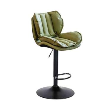 Imagem de hezhuhe2258 Banqueta alta de aço inoxidável para cadeira de bar giratória com encosto (verde)