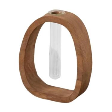 Imagem de Generic Vaso de tubo de ensaio, peça central de mesa com suporte de madeira, plantador transparente, suporte para terrário, prateleira, mesa, casamento,
