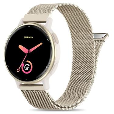 Imagem de EverAct Pulseira magnética de metal de 20 mm compatível com Garmin Vivoactive 5 / Vivoactive 6/3/3 Music, pulseira de malha de aço inoxidável de liberação rápida para Venu Sq 2 e Forerunner 55/165/245