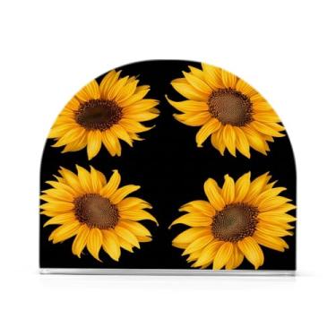 Imagem de FRCSDIY Porta-guardanapos de girassóis para mesa, dispensador independente de lenços de papel, porta-guardanapos para cozinha, sala de jantar, decoração de mesa
