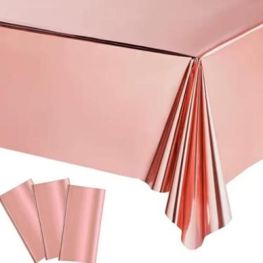 Imagem de Toalha de Mesa Metalizada Lisa Brilhante 1,83x1,37M festa decoracao enfeite surpresa aniversario(Rose)