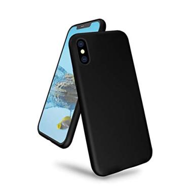 Imagem de Capa de telefone K TOMOTO para iPhone XS Max, capa protetora de silicone líquido ultra fina e à prova de choque com forro de tecido de microfibra macio para iPhone XS Max 6,5", Preto