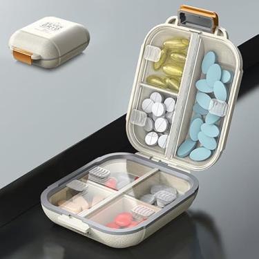 Imagem de Organizador de comprimidos de viagem, estojo portátil de 7 dias, pequena caixa de comprimidos para bolsa de bolso, recipiente portátil de vitaminas para medicamentos (branco creme, 1 pacote, M)
