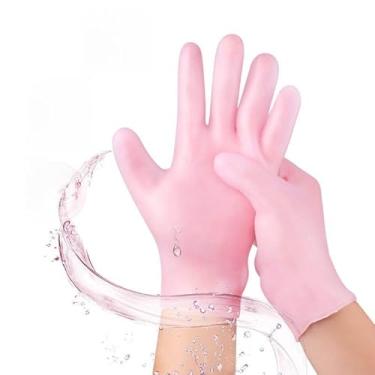 Imagem de Luvas hidratantes, spa de gel de silicone para pele seca e rachada, luvas de gel de silicone para mulheres, cuidados com as mãos, rosa