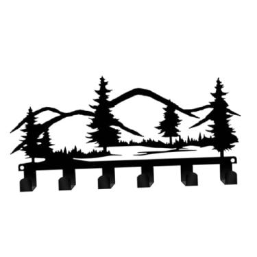 Imagem de Fenteer Porta-chaves para parede, cabide de chaves com 6 ganchos, toalheiro de parede, cabideiro de roupas e chapéus para porta de entrada, escritório, sala