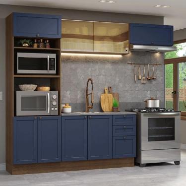 Imagem de Armário De Cozinha Completa 270 Cm Rustic-azul Vik Madesa 04 Rustic-azul