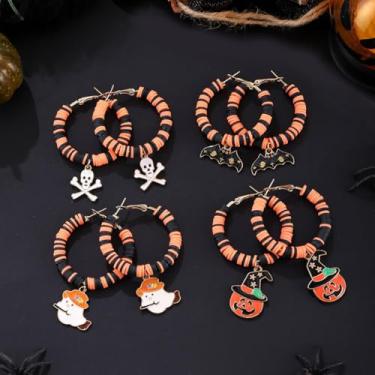 Imagem de Brincos femininos de Halloween, caveira, morcego, abóbora, fantasma, roupas de Halloween, acessórios de bijuteria, 2inch, Liga de aço, Sem pedra preciosa