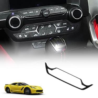 Imagem de Painel central do painel do carro Tela de navegação GPS Painel de controle multimídia Moldura de acabamento para Chevy Corvette C7 2014-2019, acessórios, modo de controle de volume e clima, botão