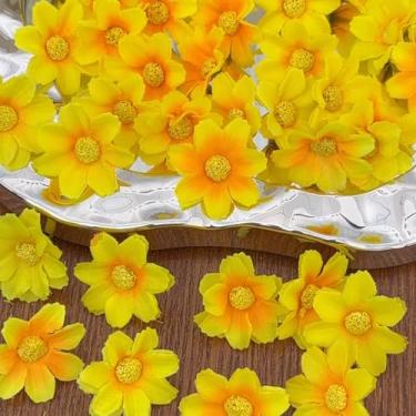 Imagem de 50 peças de mini cabeças de girassol de seda artificial tecido margarida floral para decoração de casa, decoração de casamento, flores gerbera, noiva segurando flores, decoração de arte de artesanato