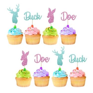 Imagem de 24pcs Buck or Doe Cupcake Toppers, Oh Deer Cupcake Toppers, Deer Boy or Girl Cake Decoration for Gender Reveal/Baby Shower Party Decoration