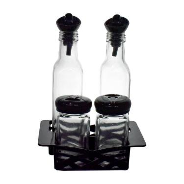 Imagem de Jogo Galheteiro De Vidro E Porta Tempero 4Peças Casambiente