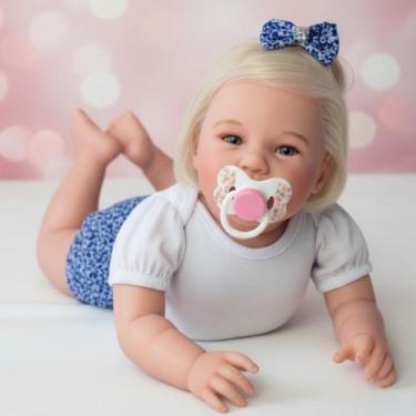 Imagem de Bebê Reborn Menina Realista Corpo Siliconado + Enxoval - Mundo Azul e 